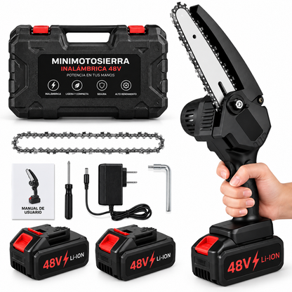 Minimotosierra Inalámbrica 48V para Poda y Jardín