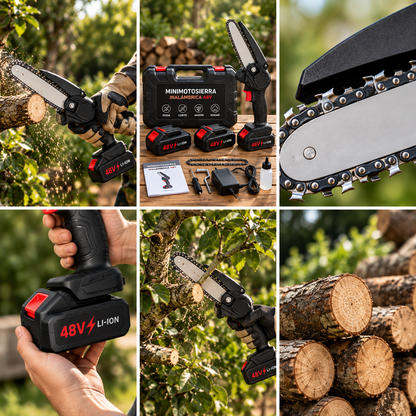 Minimotosierra Inalámbrica 48V para Poda y Jardín